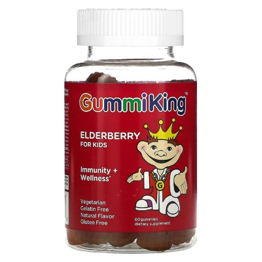 Бузина для дітей Міцний імунітет Elderberry for Kids GummiKing 60 жувальних цукерок смак малини: ціни та характеристики