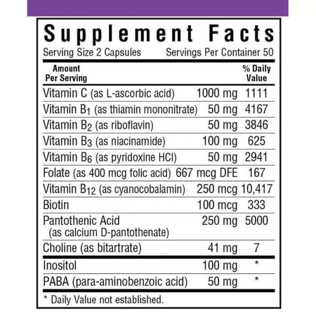 Стрес В-Комплекс 100 Bluebonnet Nutrition 100 гелевих капсул: ціни та характеристики