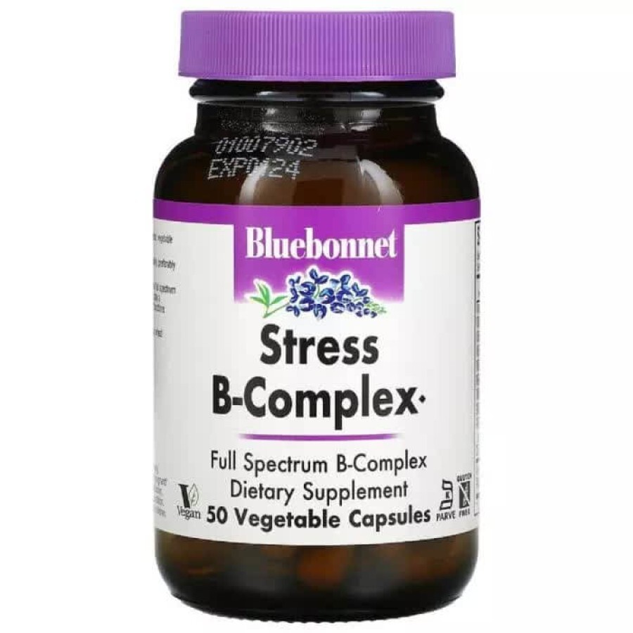 Стресс В-Комплекс Stress B-Complex Bluebonnet Nutrition 50 вегетарианских капсул: цены и характеристики