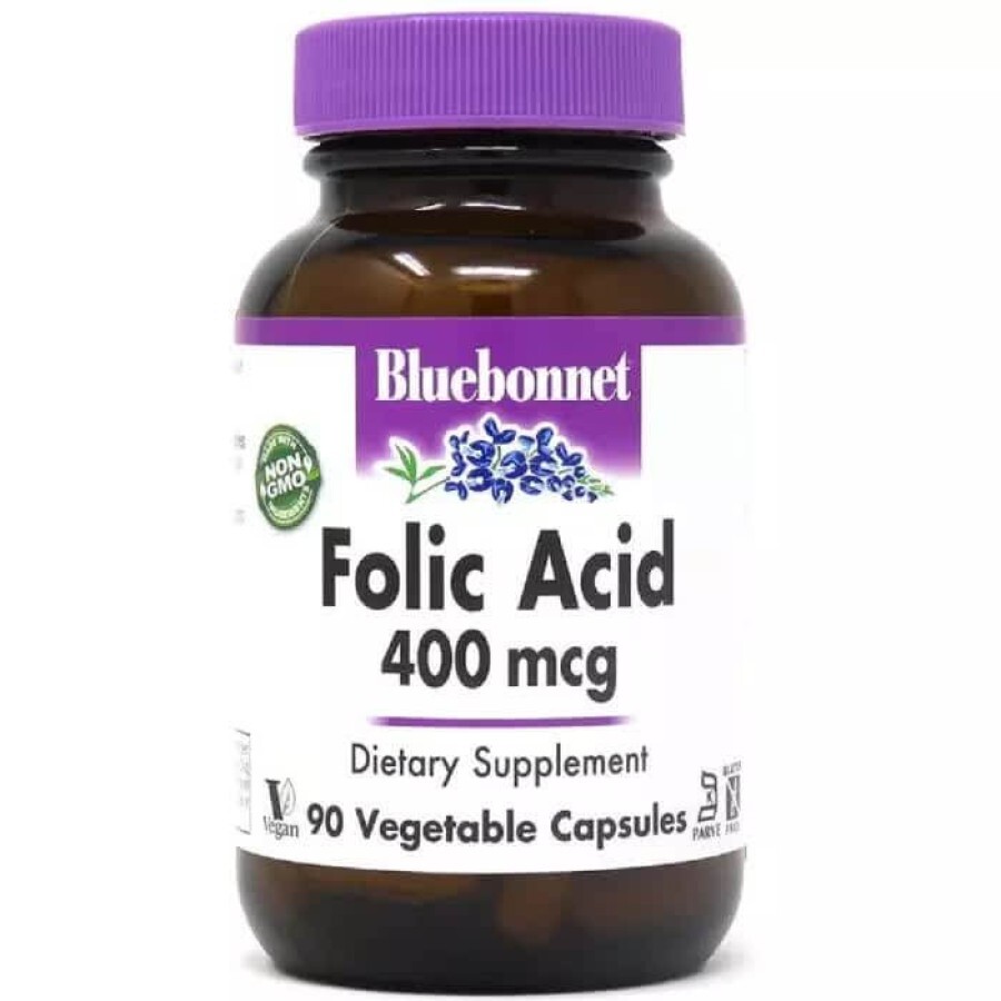 Фолієва кислота 400 мг Folic Acid Bluebonnet Nutrition 90 вегетаріанських капсул: ціни та характеристики