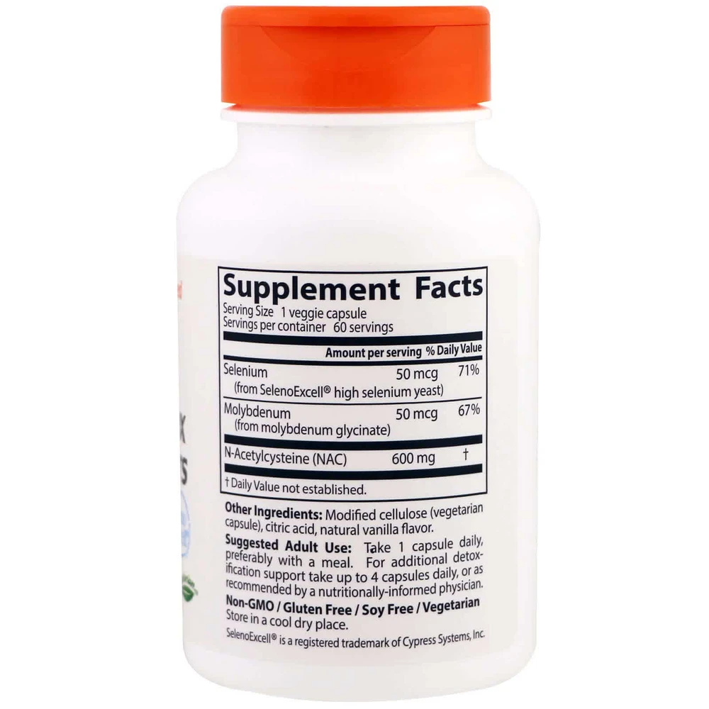 NAC (N-Ацетил-L-Цистеин) Детоксичные Регуляторы Seleno Excell Doctor's Best 60 гелевых капсул: цены и характеристики