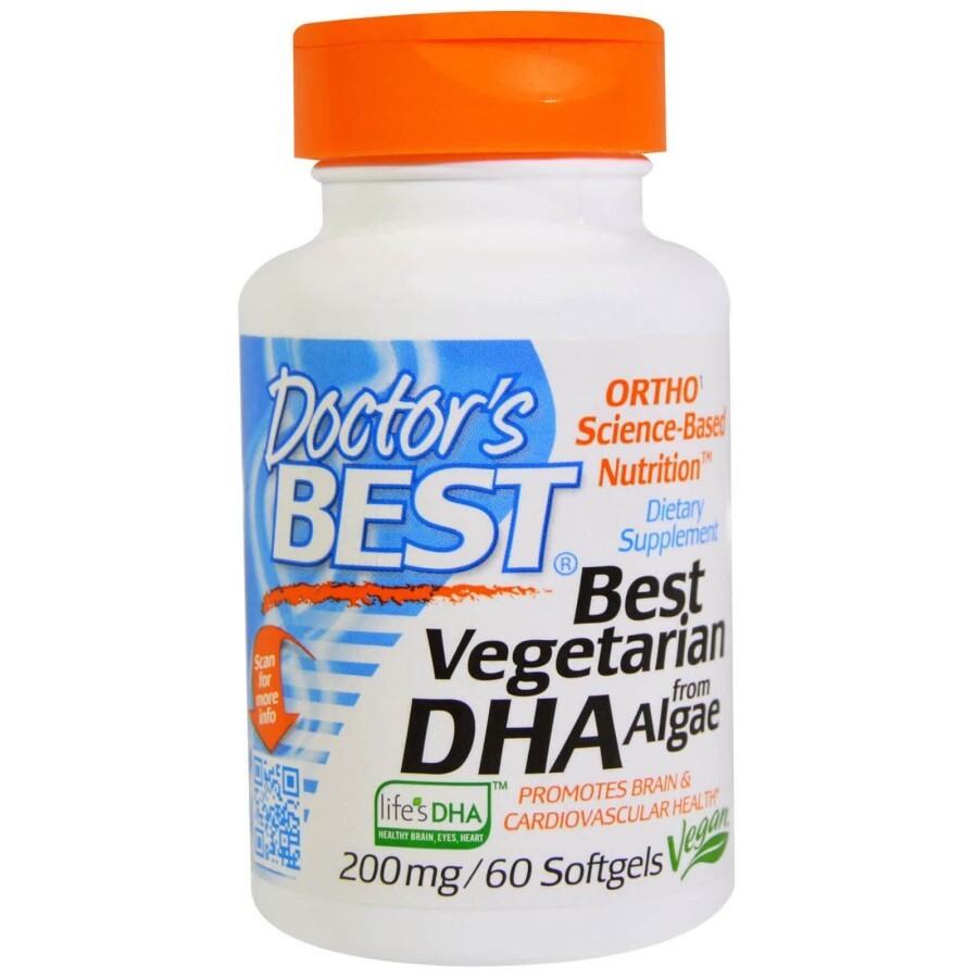 Веганский DHA (докозагексаеновая кислота) на основе водорослей 200 мг Life's DHA Doctor's Best 60 капсул: цены и характеристики