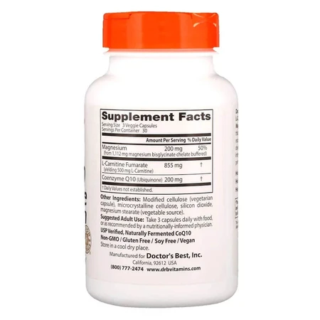 Коэнзим Q10 L-Карнитин и Магний CoQ10 L-Carnitine Magnesium Doctor's Best 90 капсул: цены и характеристики