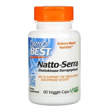 Наттокіназа і Серрапептаза Natto-Serra Doctor's Best 90 вегетаріанських капсул
