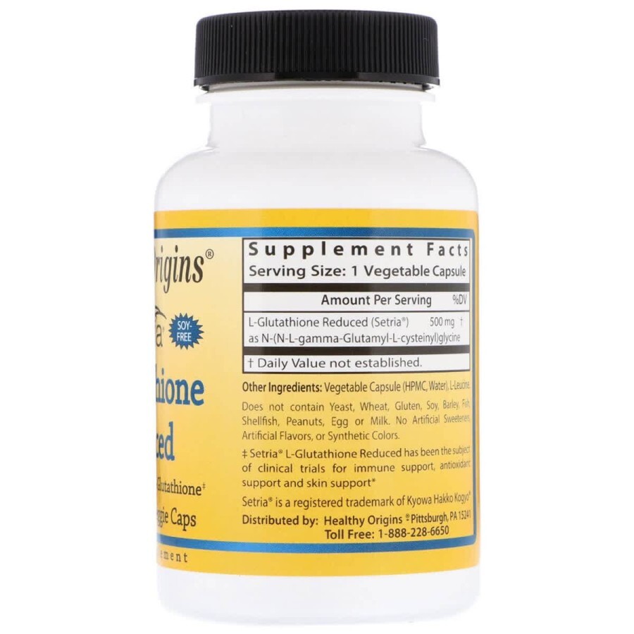L-Глутатіон 500 мг Setria Healthy Origins 60 капсул: ціни та характеристики