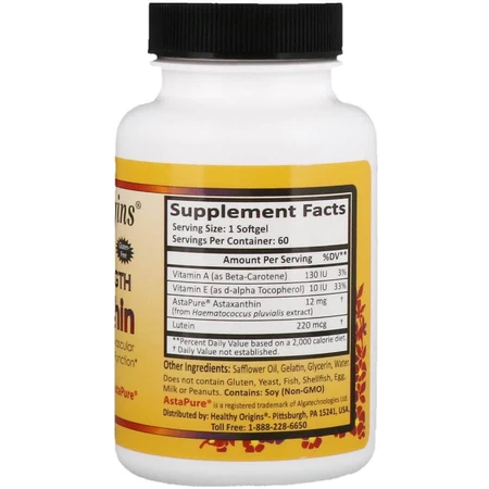 Астаксантин Astaxanthin (Complex) AstaPure Healthy Origins 12 мг 60 капсул: ціни та характеристики