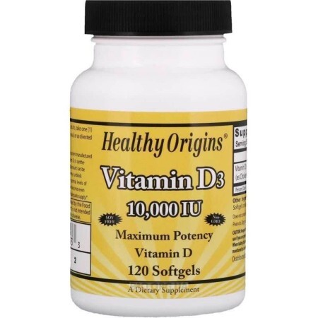 Вітамін D3 Vitamin D3 10000 IU Healthy Origins 120 капсул