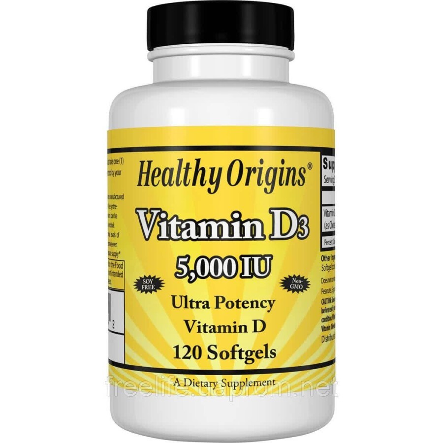 Вітамін D3 Vitamin D3 5000 IU Healthy Origins 120 капсул: ціни та характеристики
