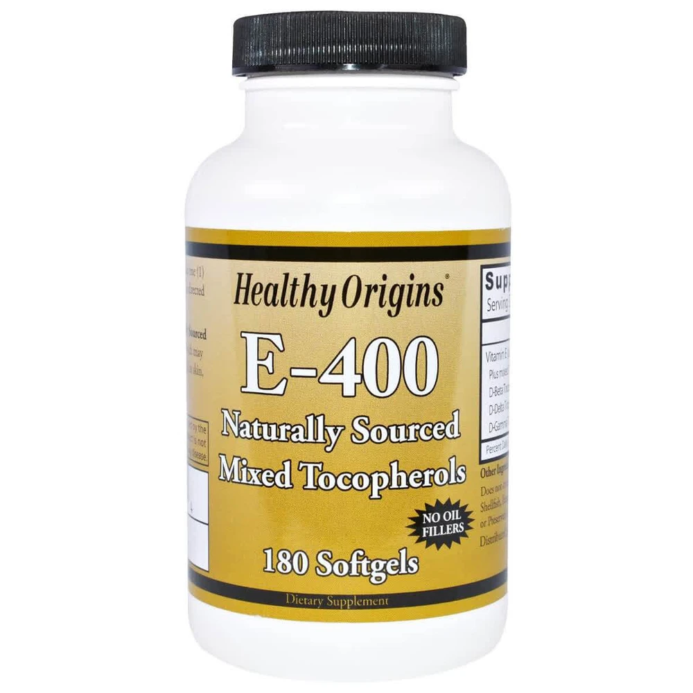 Вітамін E суміш токоферолів Vitamin E 400 МЕ Healthy Origins 180 капсул: ціни та характеристики