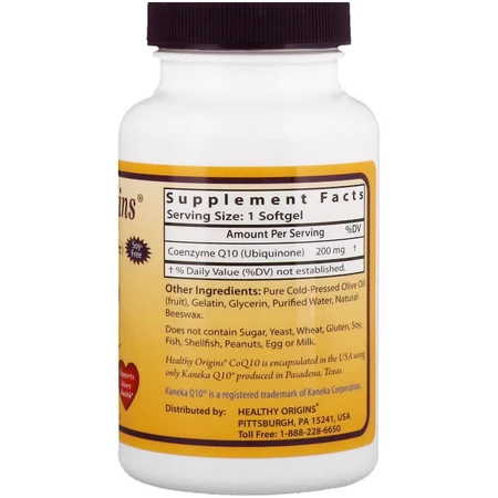 Коэнзим Q10 Kaneka (COQ10) Healthy Origins 200 мг 60 желатиновых капсул: цены и характеристики