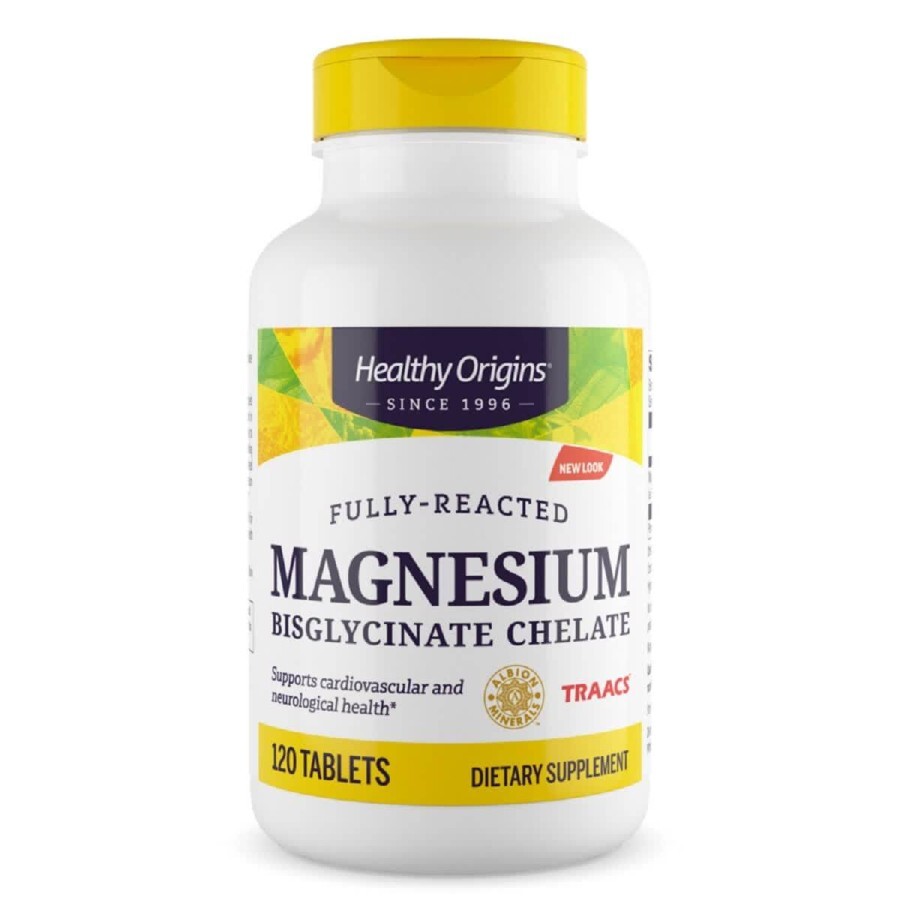 Магній бісгліцинат Magnesium Bisglycinate Chelate Healthy Origins 200 мг 120 таблеток: ціни та характеристики
