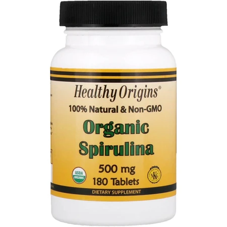 Органическая спирулина Organic Spirulina Healthy Origins 500 мг 180 таблеток: цены и характеристики