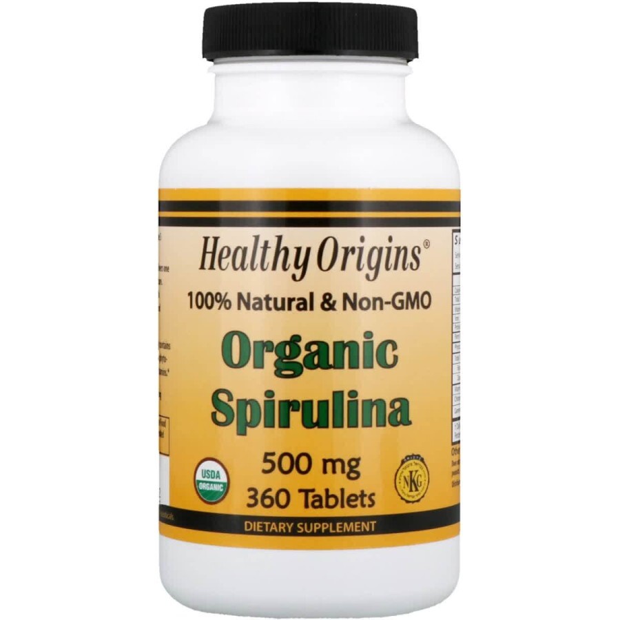 Органічна спіруліна Organic Spirulina Healthy Origins 500 мг 360 таблеток: ціни та характеристики