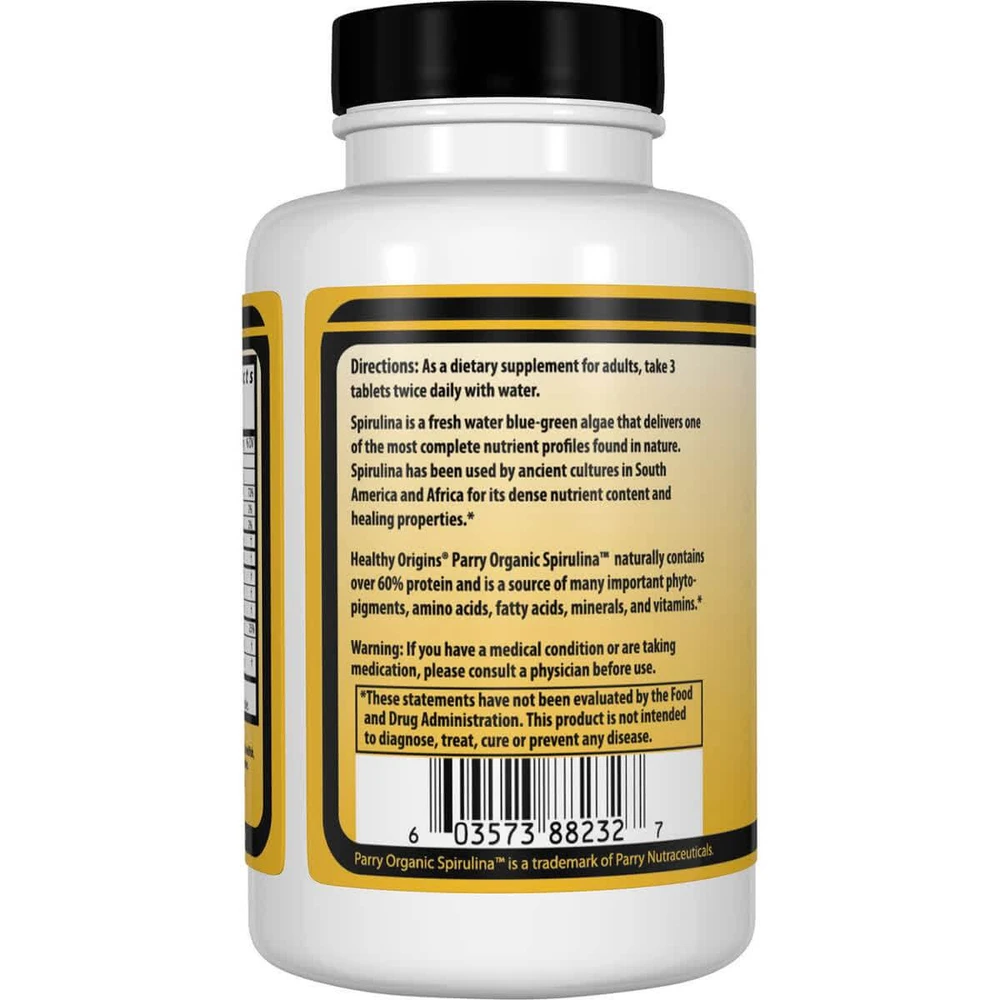 Органическая спирулина Organic Spirulina Healthy Origins 500 мг 360 таблеток: цены и характеристики