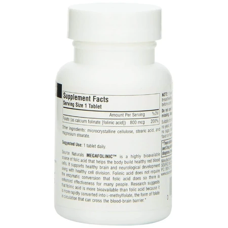 Біоактивна форма Фолієвої кислоти (В9) 800мкг MegaFolinic Source Naturals 120 таблеток: ціни та характеристики