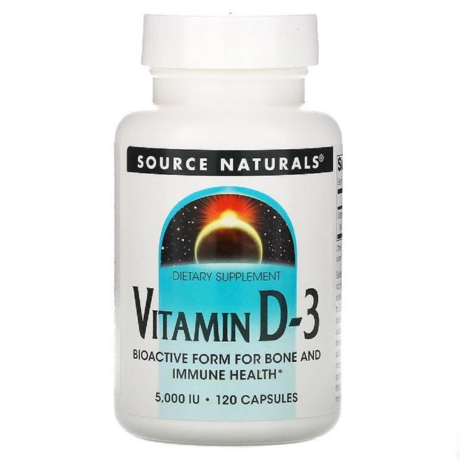 Вітамін D-3 5000 МО Vitamin D-3 Source Naturals 120 капсул: ціни та характеристики
