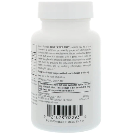 Ресвератрол Resveratrol Source Naturals 200 мг 60 таблеток: ціни та характеристики