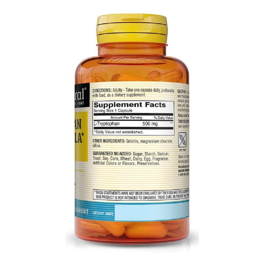 L-триптофан 500 мг Формула для сна L-Tryptophan Sleep Formula Mason Natural 60 капсул: цены и характеристики