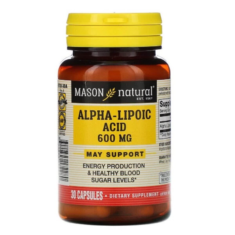 Альфа-липоевая кислота 600 мг Alpha-Lipoic Acid Mason Natural 30 капсул: цены и характеристики