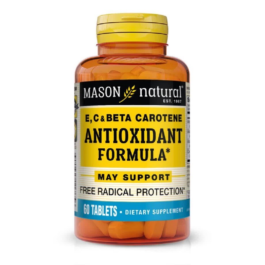 Антиоксидант Вітаміни A E C Vitamin E C & Beta Carotene Mason Natural 60 таблеток: ціни та характеристики