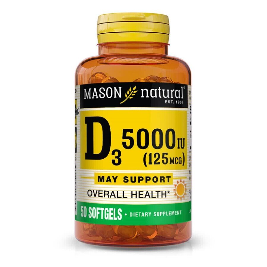 Витамин D3 5000 МЕ Mason Natural 50 гелевых капсул: цены и характеристики