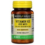 Витамин K2 + Витамин D3 Vitamin K2 Plus Vitamin D3 Mason Natural 100 таблеток: цены и характеристики
