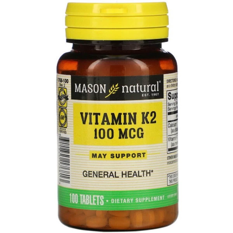 Вітамін K2 100 мкг Mason Natural 100 таблеток: ціни та характеристики
