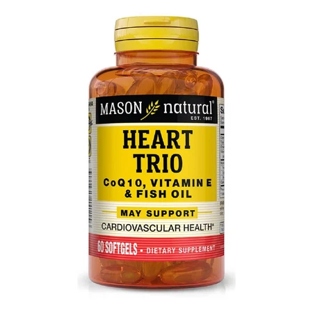 Здоров'я серця і судин Heart Trio CoQ10 Vitamin E & Fish Oil Mason Natural 60 гелевих капсул: ціни та характеристики