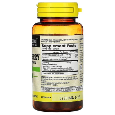 Клюквенный концентрат Cranberry Concentrate Mason Natural 90 гелевых капсул: цены и характеристики
