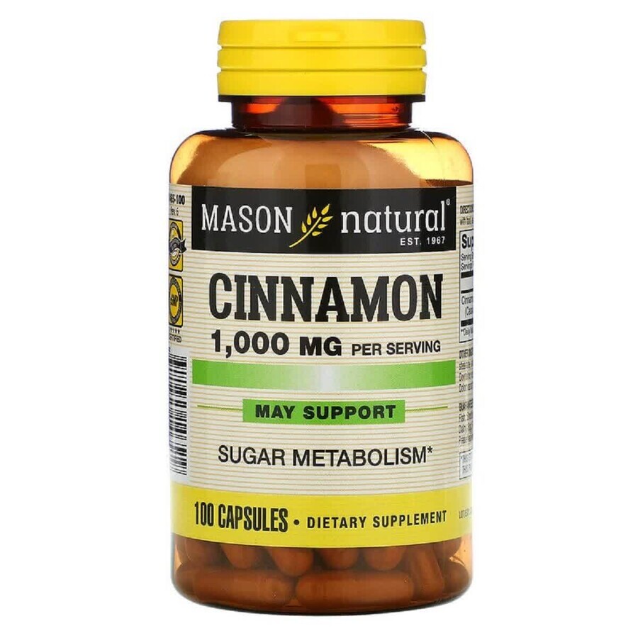 Корица 1000 мг Cinnamon Mason Natural 100 капсул: цены и характеристики