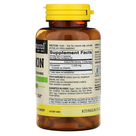 Кориця 1000 мг Cinnamon Mason Natural 100 капсул: ціни та характеристики