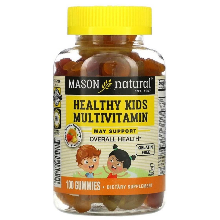 Мультивитамины для детей Kids Multivitamin Mason Natural 100 жевательных конфет вкус ананаса апельсина и клубники: цены и характеристики