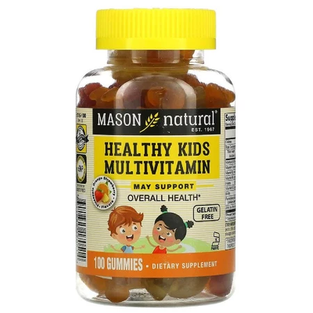 Мультивітаміни для дітей Kids Multivitamin Mason Natural 100 жувальних цукерок смак ананаса апельсина і полуниці: ціни та характеристики