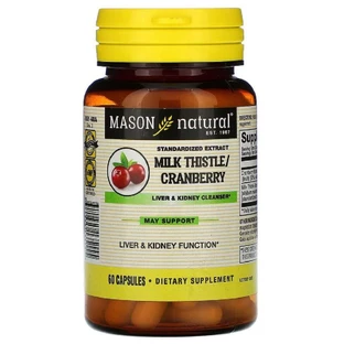 Очищаючий комплекс для печінки і нирок Milk Thistle & Cranberry Mason Natural 60 капсул