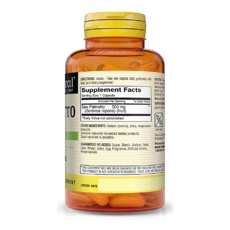 Пальметто 500 мг Здоров'я простати Saw Palmetto Mason Natural 60 капсул: ціни та характеристики