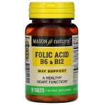 Фолиевая кислота B6 и B12 Folic Acid B6 & B12 Mason Natural 90 таблеток: цены и характеристики