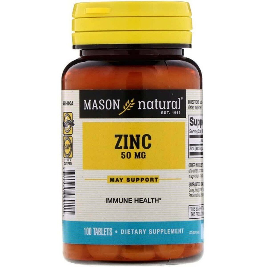 Цинк 50 мг Zinc Mason Natural 100 таблеток: цены и характеристики