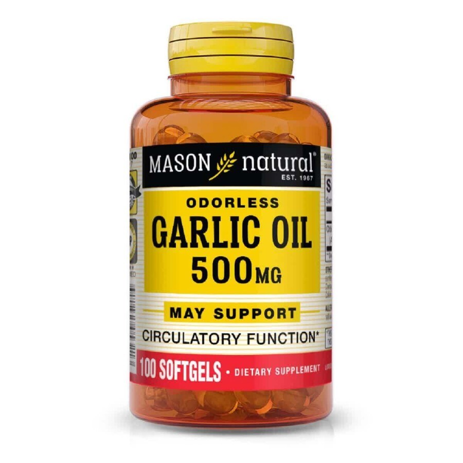Чесночное масло 500 мг Garlic Oil Mason Natural 100 гелевых капсул: цены и характеристики