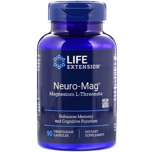 Магний L-треонат Magnesium L-Threonate Neuro-Mag Life Extension 90 капсул в растительной оболочке