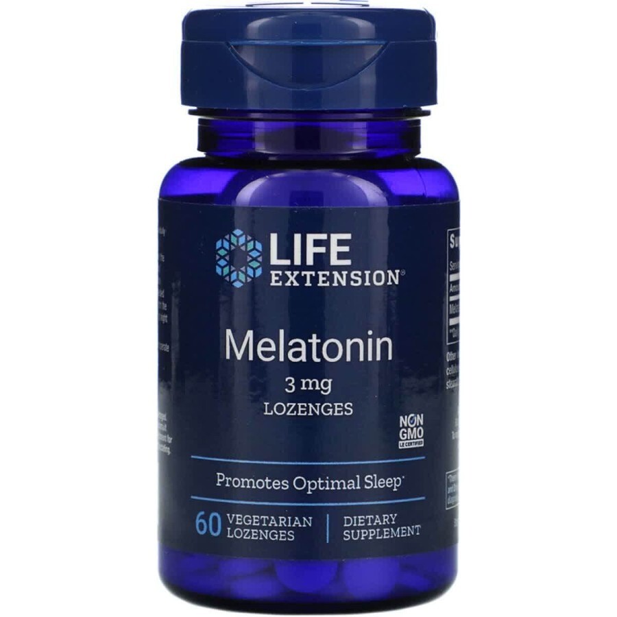 Мелатонин Melatonin Life Extension 3 мг 60 вегетарианских леденцов: цены и характеристики