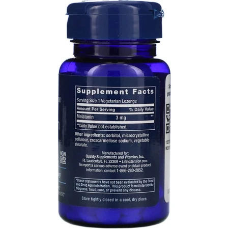 Мелатонін Melatonin Life Extension 3 мг 60 вегетаріанських льодяників: ціни та характеристики