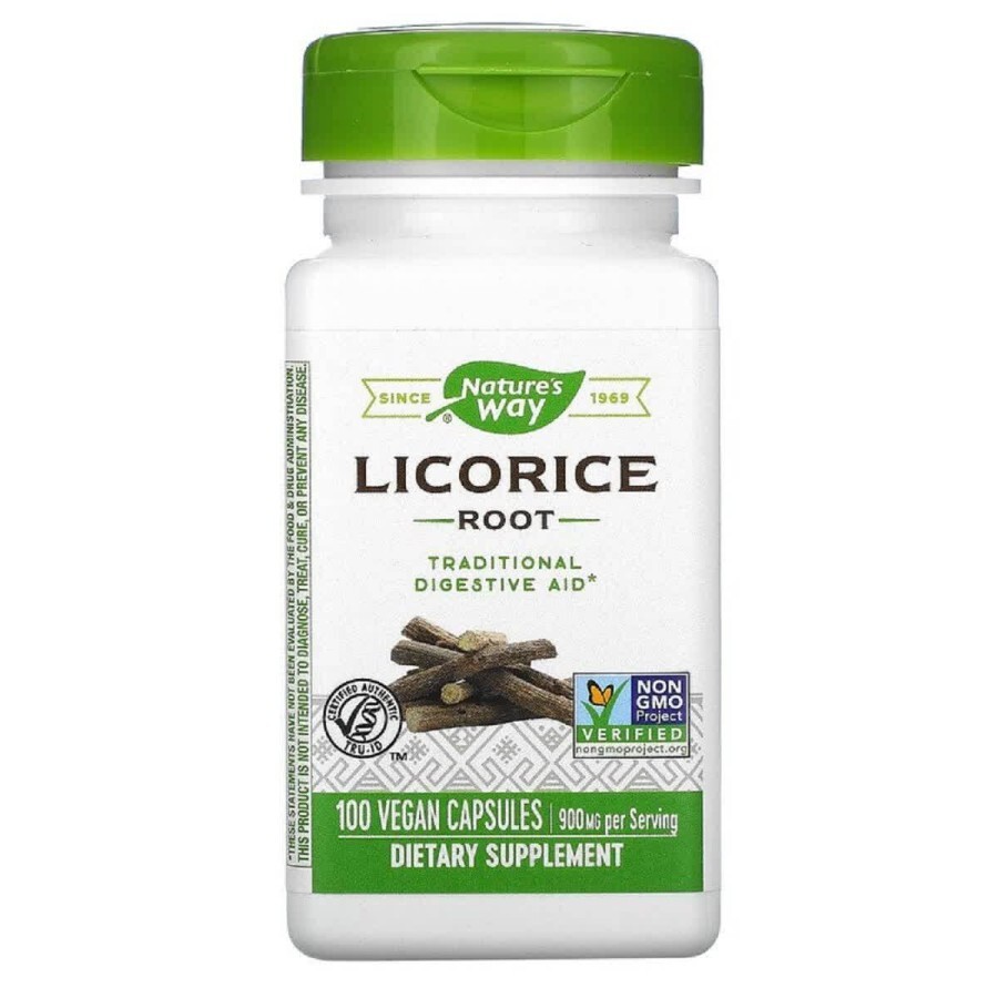 Корінь солодки (лакриці) 450 мг Licorice Root Nature's Way 100 вегетаріанських капсул: ціни та характеристики