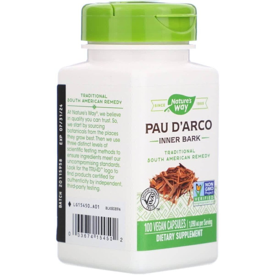 По Д'арко (Кора Муравьиного Дерева) Pau d'Arco Nature's Way 545 мг 100 капсул: цены и характеристики