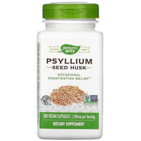 Подорожник (Псилиум) Psyllium Husks Nature's Way 525 мг, 180 капсул