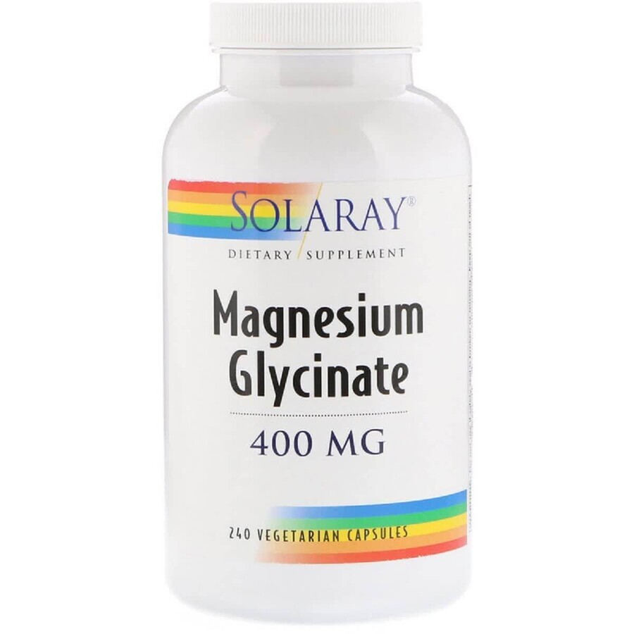 Гліцинат Магнію Magnesium Glycinate 400 мг Solaray 240 Вегетаріанських Капсул: ціни та характеристики