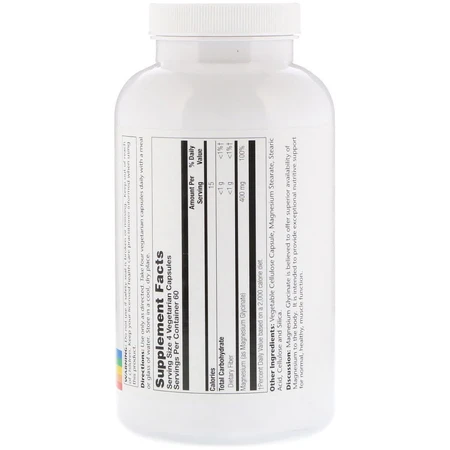 Глицинат Магния Magnesium Glycinate 400 мг Solaray 240 Вегетарианских Капсул: цены и характеристики