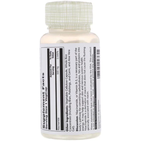 Ниацинамид (В3) Niacinamide 500 мг Solaray 100 капсул: цены и характеристики