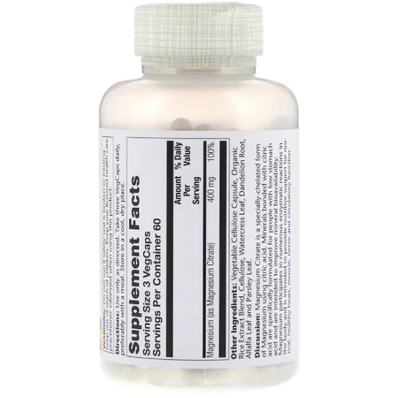 Цитрат Магния 400 Мг Magnesium Citrate Solaray 180 Капсул: цены и характеристики