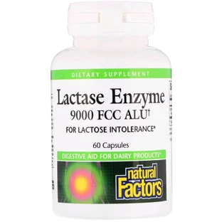 Ензим Лактазы Lactase Enzyme Natural Factors 9000 FCC ALU 60 Капсул