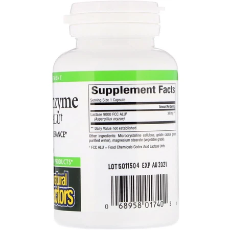 Ензим Лактазы Lactase Enzyme Natural Factors 9000 FCC ALU 60 Капсул: цены и характеристики